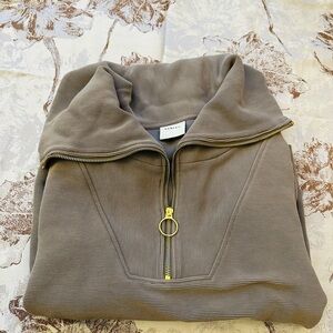Varley Men's Taupe Zip-Up Sweater